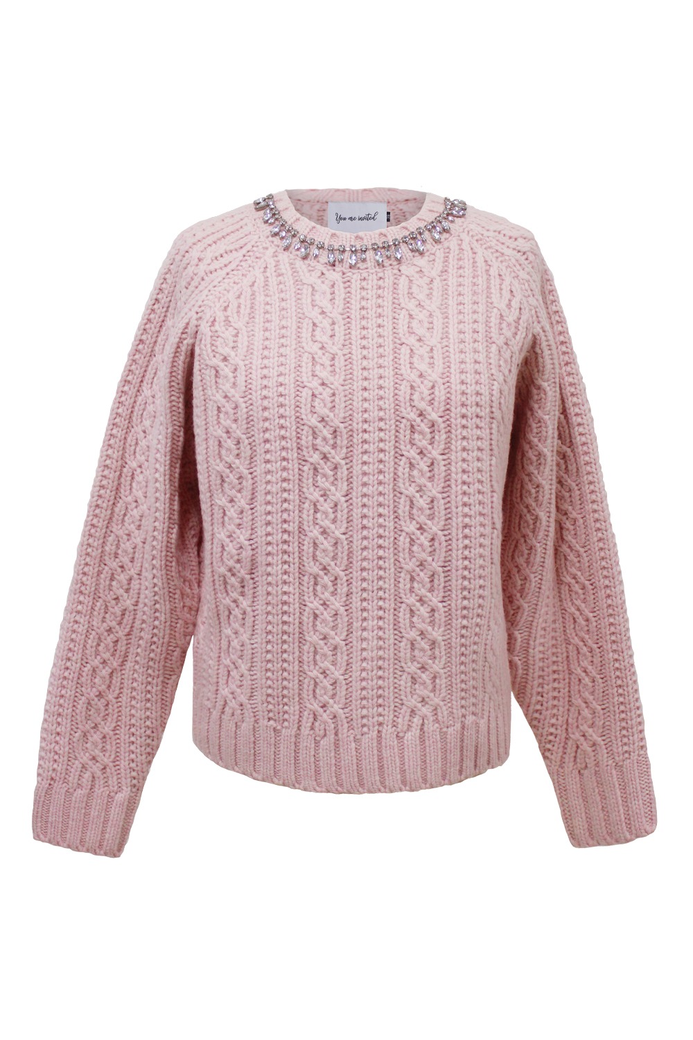 [자사몰 단독] Jewel wool cable knit (Pink)