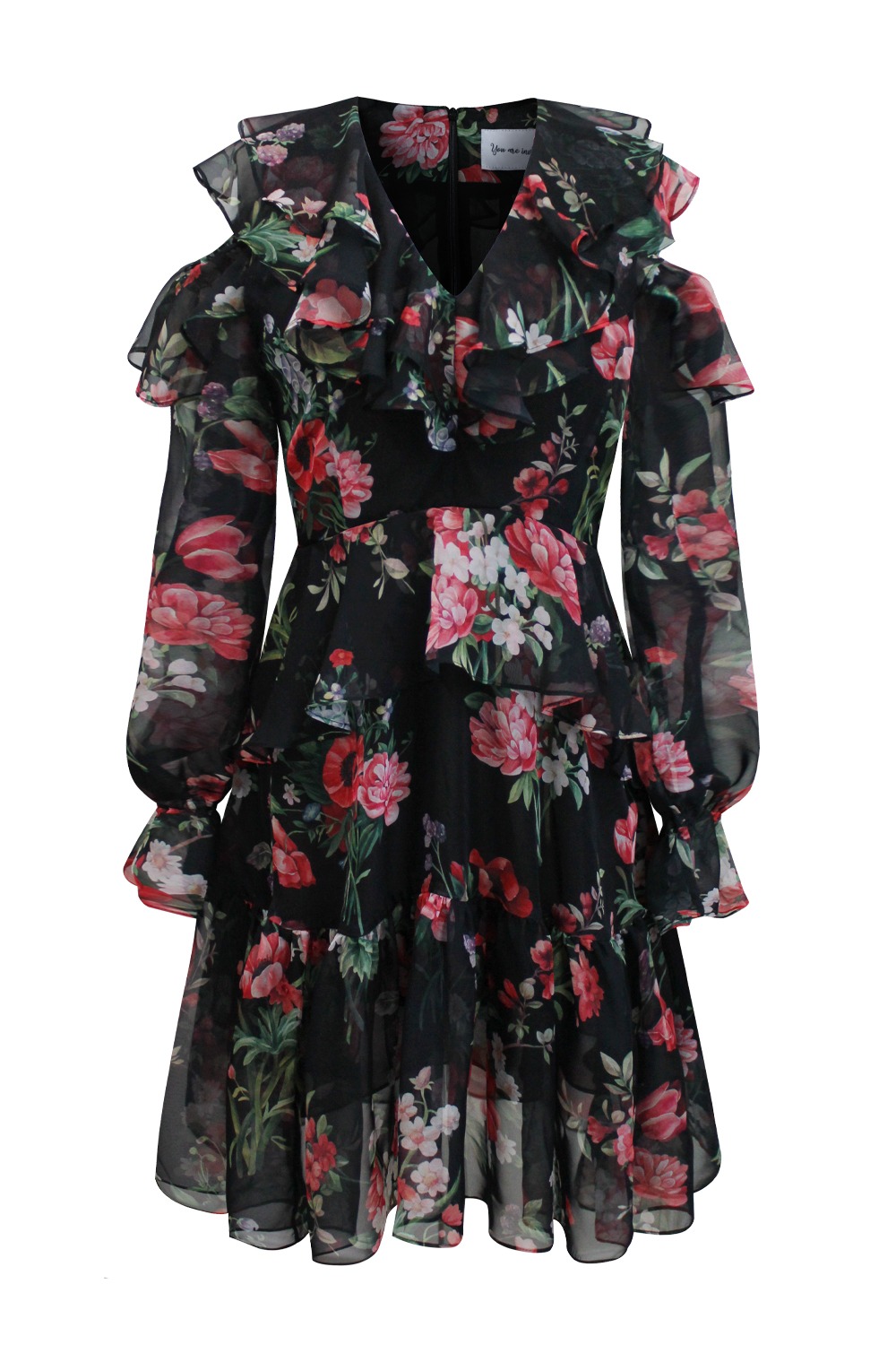 [키스오브라이프 벨 착용] Mimosa ruffle dress (Romance black)