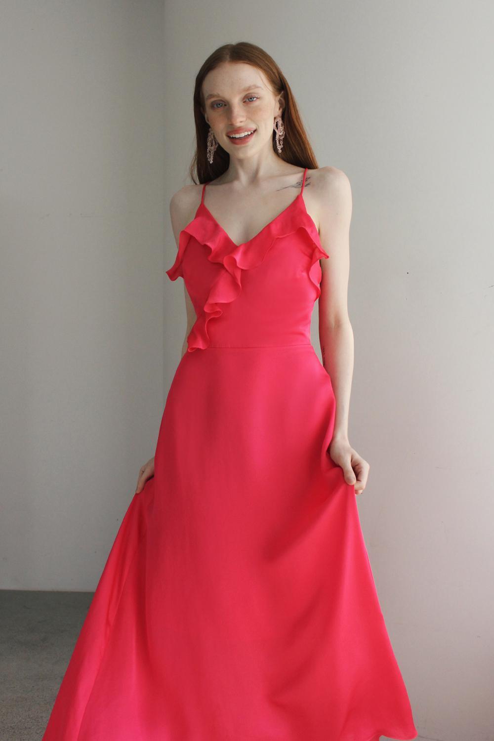 Alexis silky slip dress (Hot pink)