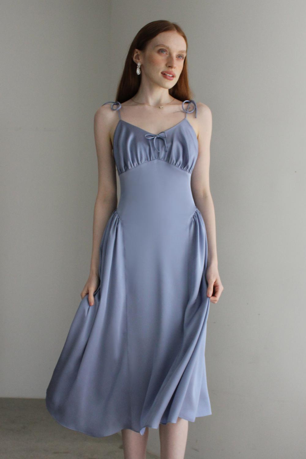 Elizabeth volume slip dress (Cornflower blue)