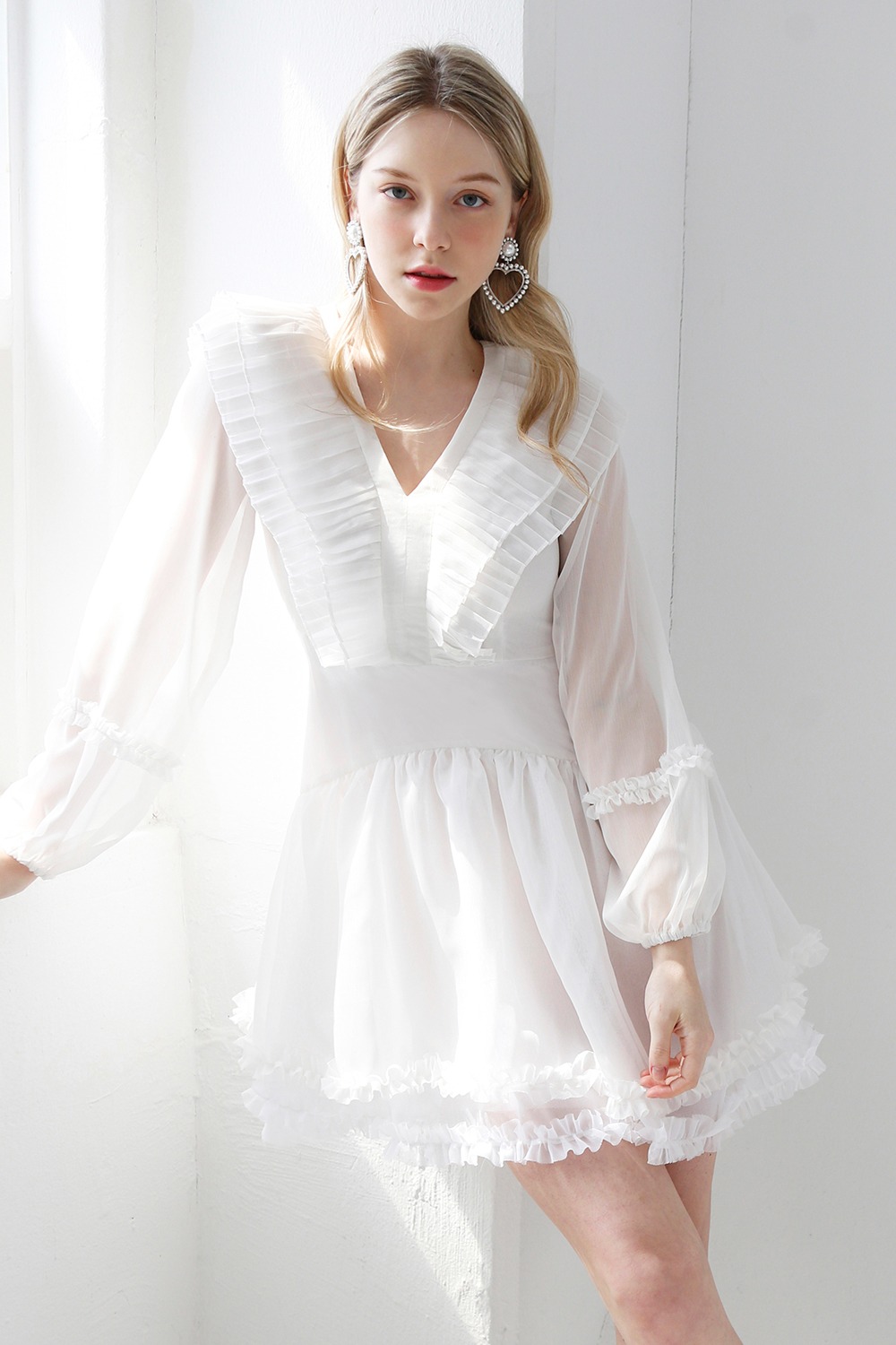 Angel pleats dress (White)