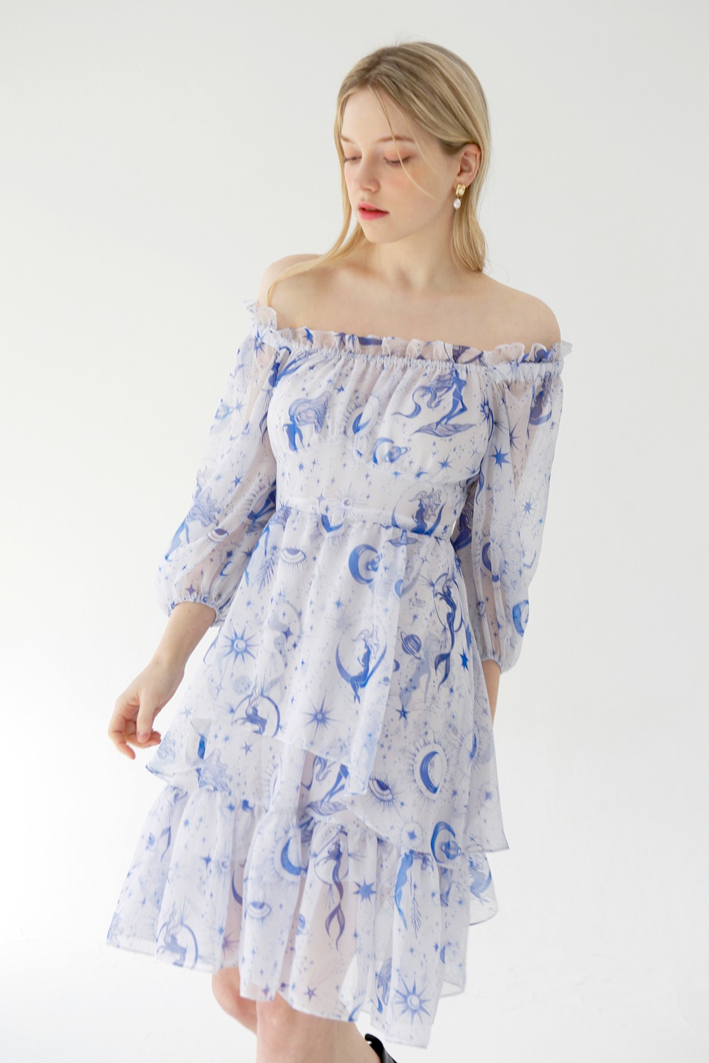 Fairy dream shirring dress (White)